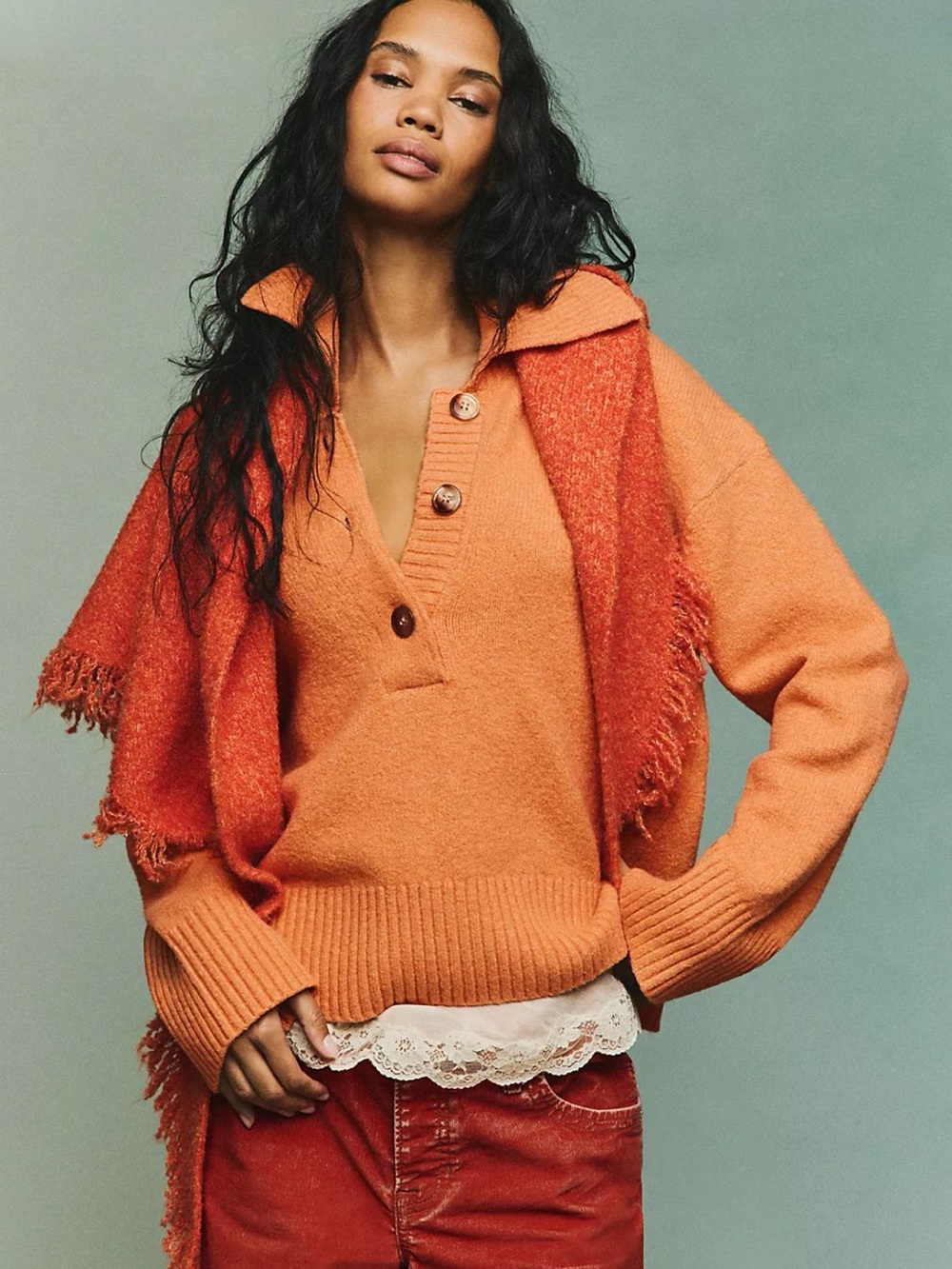 Free People Trading Up Polo Color: Iceland Poppy